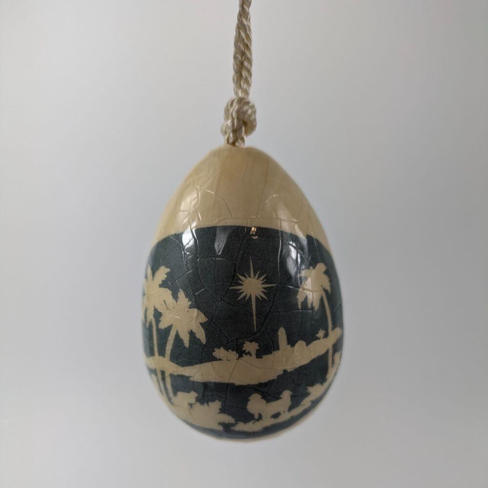 1983 Bethlehem Star Christmas Tree Ornament Decoupage Egg Nativity Vtg Holiday